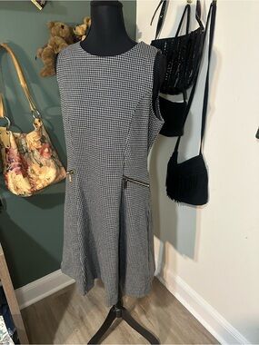 NWT Ann Taylor Factory Stretchy Gingham Sleeveless Dress Size 8 Pockets